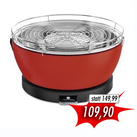 Holzkohle Tischgriller Feuerdesign Vesuvio rot