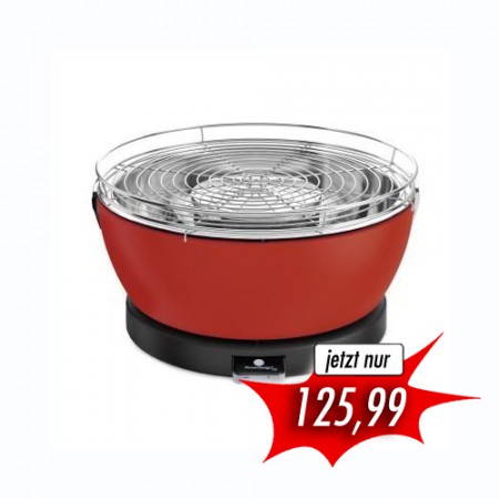 Holzkohle Tischgriller Feuerdesign Vesuvio rot